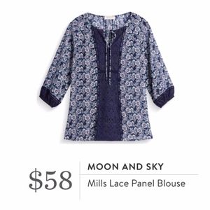 Moon and Sky Mills Lace Panel Blouse
